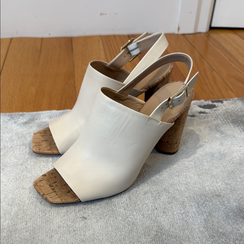 Women's White Open-Toe Heeled Sandals